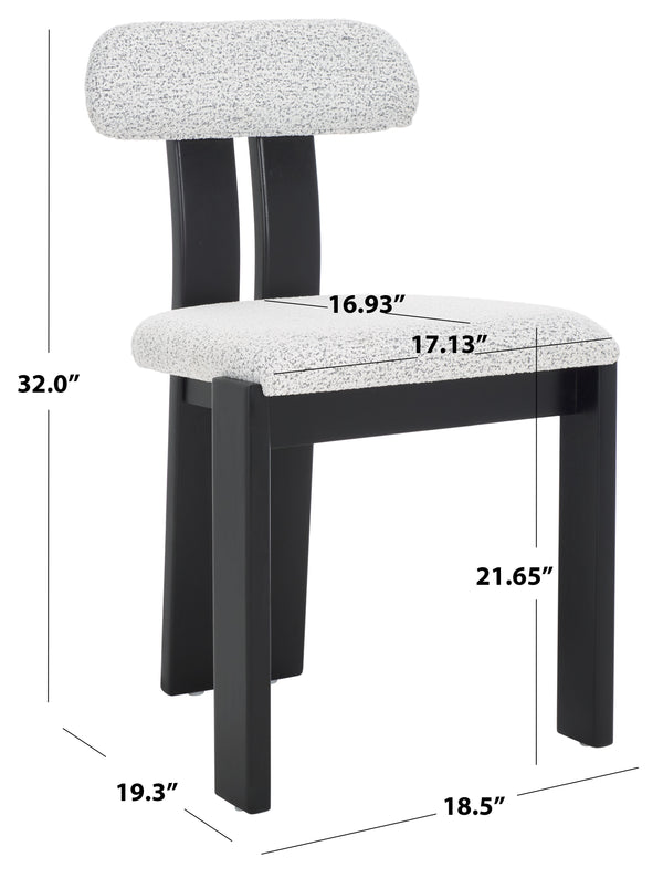 Safavieh Cayde Boucle Dining Chair - Elegant Cream Upholstery With Stylish Walnut Accents For Your Home Black W,White ,Black Wood,Fabric,Foam Dch8807f