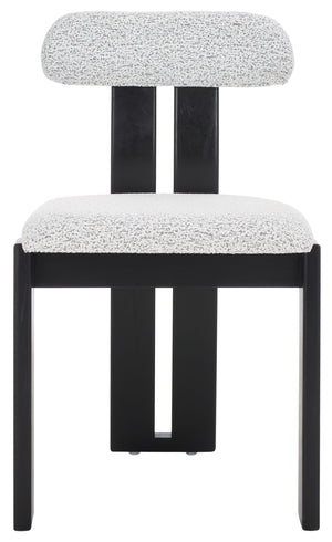 Safavieh Cayde Boucle Dining Chair - Elegant Cream Upholstery With Stylish Walnut Accents For Your Home Black W,White ,Black Wood,Fabric,Foam Dch8807f