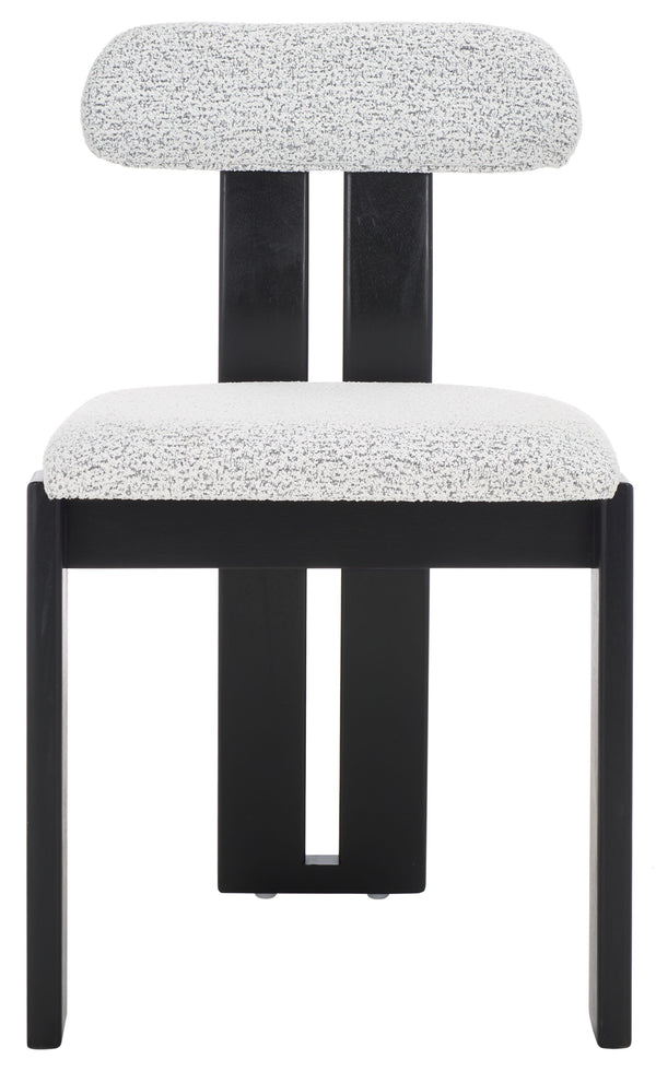 Safavieh Cayde Boucle Dining Chair - Elegant Cream Upholstery With Stylish Walnut Accents For Your Home Black W,White ,Black Wood,Fabric,Foam Dch8807f