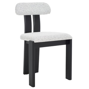 Safavieh Cayde Boucle Dining Chair - Elegant Cream Upholstery With Stylish Walnut Accents For Your Home Black W,White ,Black Wood,Fabric,Foam Dch8807f