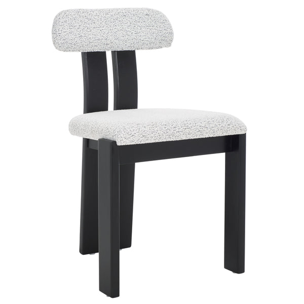 Safavieh Cayde Boucle Dining Chair - Elegant Cream Upholstery With Stylish Walnut Accents For Your Home Black W,White ,Black Wood,Fabric,Foam Dch8807f
