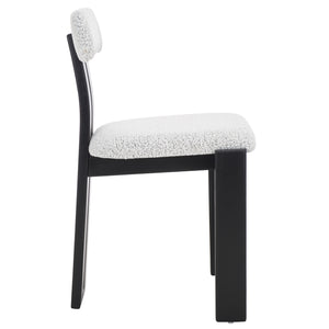 Safavieh Cayde Boucle Dining Chair - Elegant Cream Upholstery With Stylish Walnut Accents For Your Home Black W,White ,Black Wood,Fabric,Foam Dch8807f