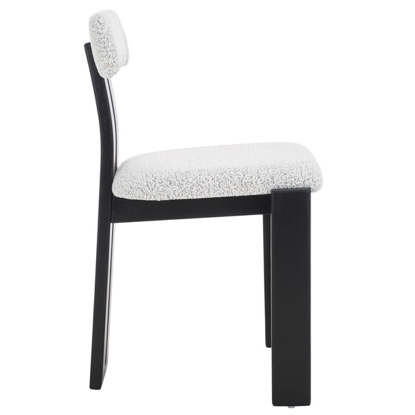 Safavieh Cayde Boucle Dining Chair - Elegant Cream Upholstery With Stylish Walnut Accents For Your Home Black W,White ,Black Wood,Fabric,Foam Dch8807f