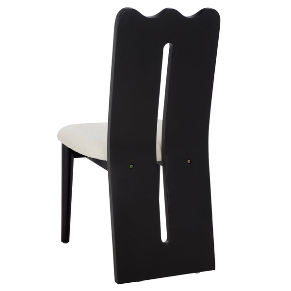 Safavieh Kieran Dining Chair - Sophisticated Elegance With Chic Black Legs For A Timeless Dining Experience Creme ,Black Wood,Fabric,Foam Dch8808a