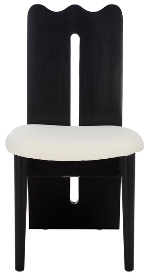 Safavieh Kieran Dining Chair - Sophisticated Elegance With Chic Black Legs For A Timeless Dining Experience Creme ,Black Wood,Fabric,Foam Dch8808a