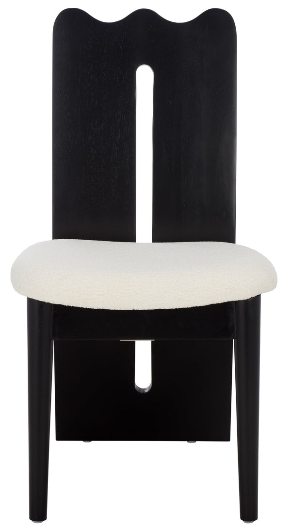 Safavieh Kieran Dining Chair - Sophisticated Elegance With Chic Black Legs For A Timeless Dining Experience Creme ,Black Wood,Fabric,Foam Dch8808a