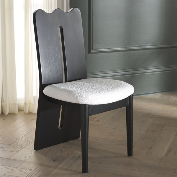 Safavieh Kieran Dining Chair - Sophisticated Elegance With Chic Black Legs For A Timeless Dining Experience Creme ,Black Wood,Fabric,Foam Dch8808a