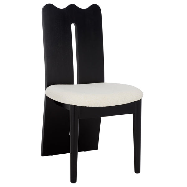 Safavieh Kieran Dining Chair - Sophisticated Elegance With Chic Black Legs For A Timeless Dining Experience Creme ,Black Wood,Fabric,Foam Dch8808a