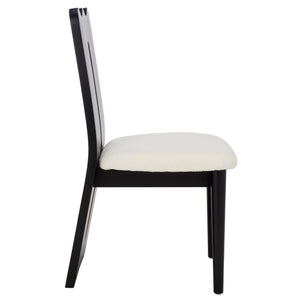 Safavieh Kieran Dining Chair - Sophisticated Elegance With Chic Black Legs For A Timeless Dining Experience Creme ,Black Wood,Fabric,Foam Dch8808a