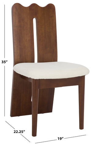Safavieh Kieran Dining Chair: Elegant Boucle Upholstered Design For Modern Comfort And Timeless Style Cream Boucle / Walnut DCH8808B