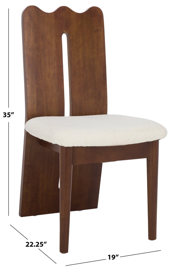 Safavieh Kieran Dining Chair: Elegant Boucle Upholstered Design For Modern Comfort And Timeless Style Cream Boucle / Walnut DCH8808B
