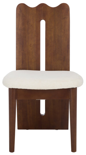 Safavieh Kieran Dining Chair - Sophisticated Elegance With Chic Black Legs For A Timeless Dining Experience Cream ,Walnut Wood,Fabric,Foam Dch8808b