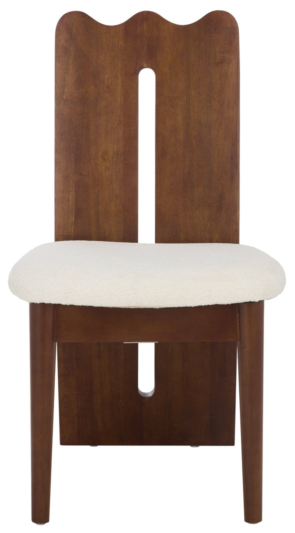 Safavieh Kieran Dining Chair - Sophisticated Elegance With Chic Black Legs For A Timeless Dining Experience Cream ,Walnut Wood,Fabric,Foam Dch8808b