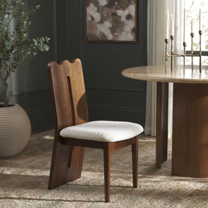 Safavieh Kieran Dining Chair - Sophisticated Elegance With Chic Black Legs For A Timeless Dining Experience Cream ,Walnut Wood,Fabric,Foam Dch8808b