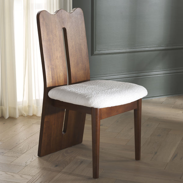 Safavieh Kieran Dining Chair - Sophisticated Elegance With Chic Black Legs For A Timeless Dining Experience Cream ,Walnut Wood,Fabric,Foam Dch8808b