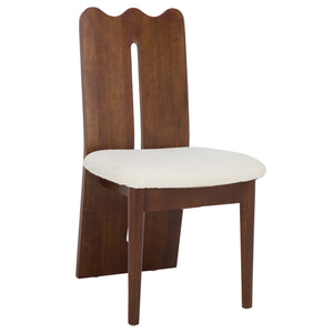 Safavieh Kieran Dining Chair - Sophisticated Elegance With Chic Black Legs For A Timeless Dining Experience Cream ,Walnut Wood,Fabric,Foam Dch8808b