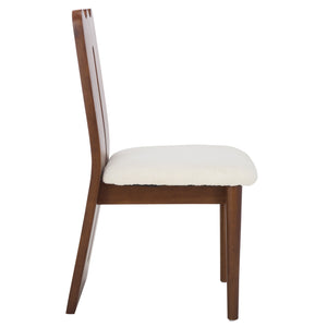 Safavieh Kieran Dining Chair - Sophisticated Elegance With Chic Black Legs For A Timeless Dining Experience Cream ,Walnut Wood,Fabric,Foam Dch8808b