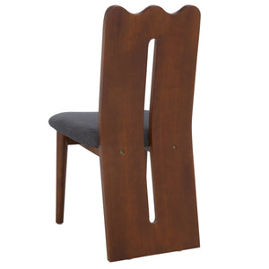 Safavieh Kieran Dining Chair - Sophisticated Elegance With Chic Black Legs For A Timeless Dining Experience Grey ,Walnut Wood,Fabric,Foam Dch8808d