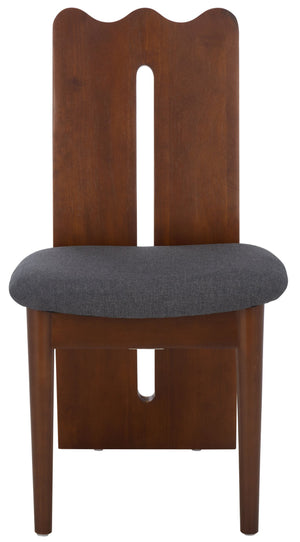 Safavieh Kieran Dining Chair - Sophisticated Elegance With Chic Black Legs For A Timeless Dining Experience Grey ,Walnut Wood,Fabric,Foam Dch8808d