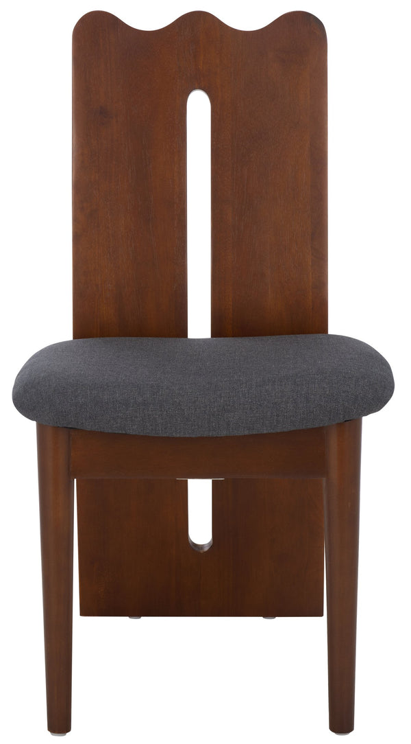 Safavieh Kieran Dining Chair - Sophisticated Elegance With Chic Black Legs For A Timeless Dining Experience Grey ,Walnut Wood,Fabric,Foam Dch8808d