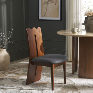 Safavieh Kieran Dining Chair - Sophisticated Elegance With Chic Black Legs For A Timeless Dining Experience Grey ,Walnut Wood,Fabric,Foam Dch8808d