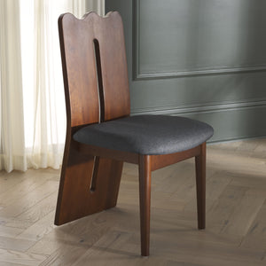 Safavieh Kieran Dining Chair - Sophisticated Elegance With Chic Black Legs For A Timeless Dining Experience Grey ,Walnut Wood,Fabric,Foam Dch8808d