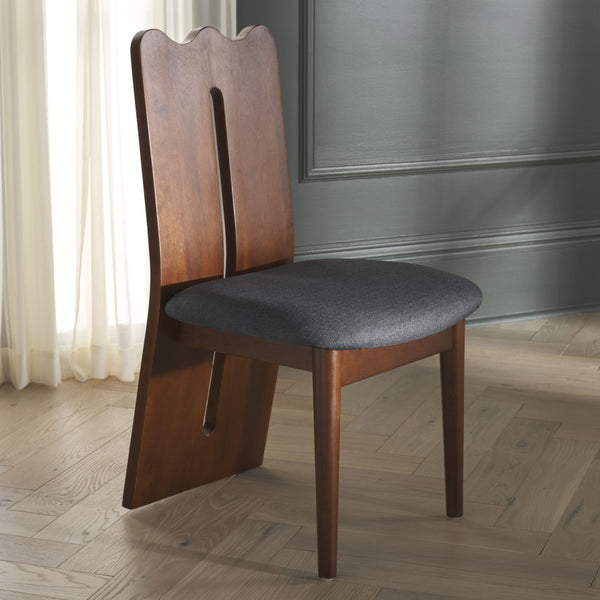 Safavieh Kieran Dining Chair - Sophisticated Elegance With Chic Black Legs For A Timeless Dining Experience Grey ,Walnut Wood,Fabric,Foam Dch8808d