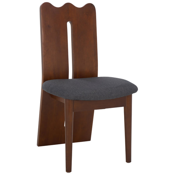 Safavieh Kieran Dining Chair - Sophisticated Elegance With Chic Black Legs For A Timeless Dining Experience Grey ,Walnut Wood,Fabric,Foam Dch8808d