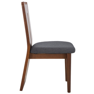 Safavieh Kieran Dining Chair - Sophisticated Elegance With Chic Black Legs For A Timeless Dining Experience Grey ,Walnut Wood,Fabric,Foam Dch8808d