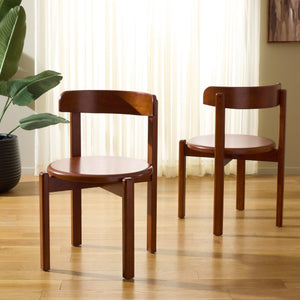 Calixto Mid-Century Wood Dining Chair Set Of 2 With Ergonomic Contour, Solid Frame, Warm Grain Finish, Durable Style