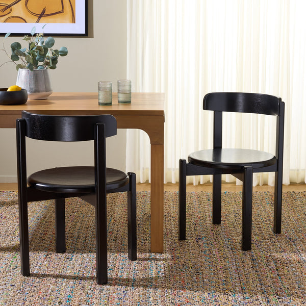 Calixto Mid-Century Wood Dining Chair Set Of 2 With Ergonomic Contour, Solid Frame, Warm Grain Finish, Durable Style