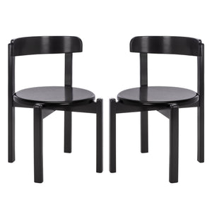 Calixto Mid-Century Wood Dining Chair Set Of 2 With Ergonomic Contour, Solid Frame, Warm Grain Finish, Durable Style