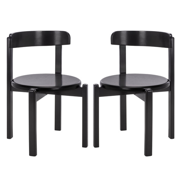 Calixto Mid-Century Wood Dining Chair Set Of 2 With Ergonomic Contour, Solid Frame, Warm Grain Finish, Durable Style