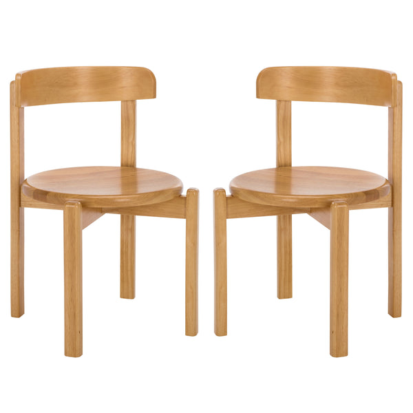 Calixto Mid-Century Wood Dining Chair Set Of 2 With Ergonomic Contour, Solid Frame, Warm Grain Finish, Durable Style