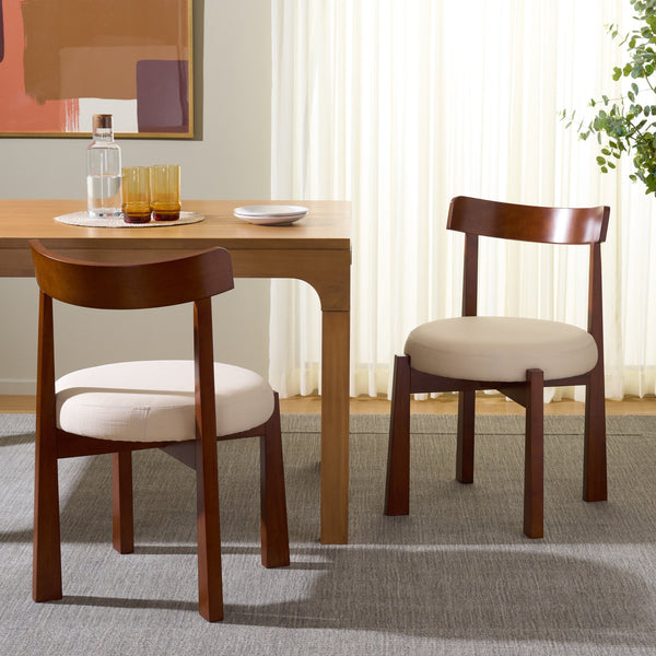 Anselm Upholstered Dining Chair Set Of 2 With Plush Cushioned Seat And Walnut-Finish Legs For Stylish Comfort