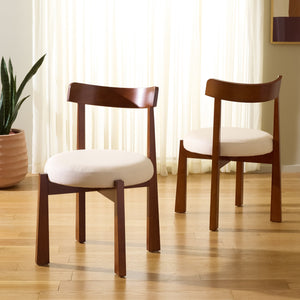 Anselm Upholstered Dining Chair Set Of 2 With Plush Cushioned Seat And Walnut-Finish Legs For Stylish Comfort