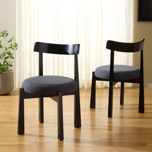 Anselm Upholstered Dining Chair Set Of 2 With Plush Cushioned Seat And Walnut-Finish Legs For Stylish Comfort