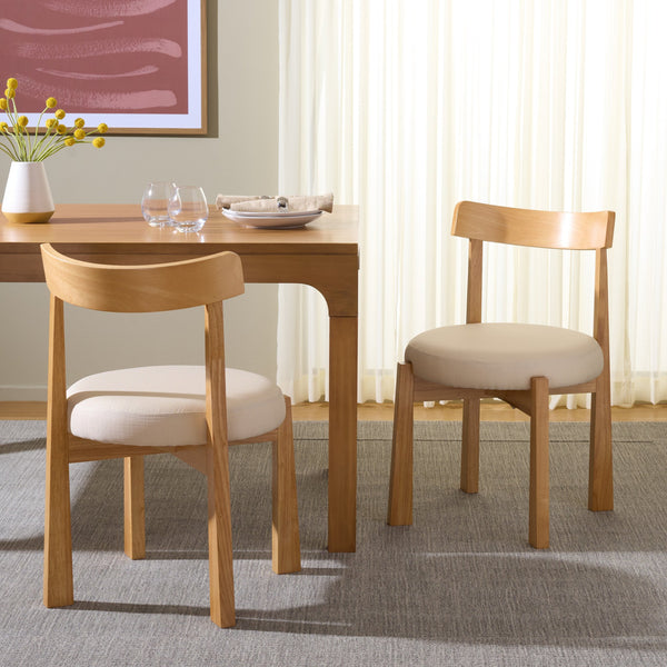Anselm Upholstered Dining Chair Set Of 2 With Plush Cushioned Seat And Walnut-Finish Legs For Stylish Comfort