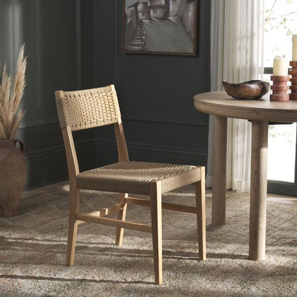 Safavieh Dutton Woven Dining Chair – Elegant Natural Rubberwood & Paper Cord For A Stylish Dining Experience Natural ,Natural Wood,Paper Cord Dch9200a