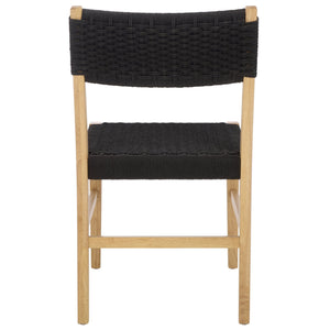 Safavieh Dutton Woven Dining Chair – Elegant Natural Rubberwood & Paper Cord For A Stylish Dining Experience Black ,Natural Wood,Paper Cord Dch9200b