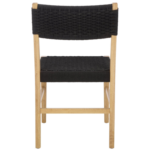 Safavieh Dutton Woven Dining Chair – Elegant Natural Rubberwood & Paper Cord For A Stylish Dining Experience Black ,Natural Wood,Paper Cord Dch9200b