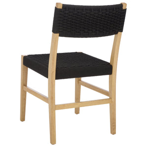 Safavieh Dutton Woven Dining Chair – Elegant Natural Rubberwood & Paper Cord For A Stylish Dining Experience Black ,Natural Wood,Paper Cord Dch9200b