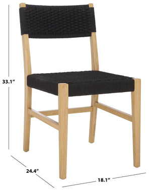 Safavieh Dutton Woven Dining Chair: Elegant Minimalist Design With Natural Rubberwood Frame For Comfort Black Seat / Natural Frame DCH9200B