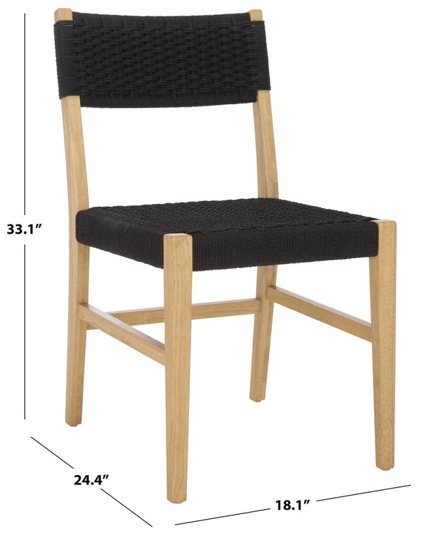 Safavieh Dutton Woven Dining Chair: Elegant Minimalist Design With Natural Rubberwood Frame For Comfort Black Seat / Natural Frame DCH9200B