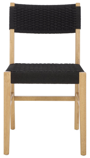 Safavieh Dutton Woven Dining Chair – Elegant Natural Rubberwood & Paper Cord For A Stylish Dining Experience Black ,Natural Wood,Paper Cord Dch9200b