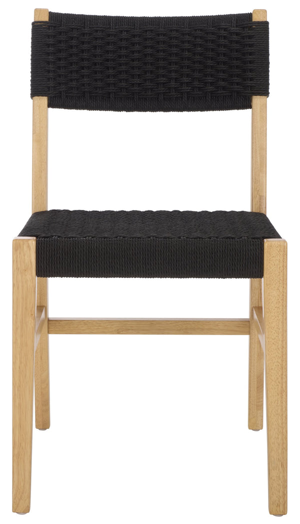 Safavieh Dutton Woven Dining Chair – Elegant Natural Rubberwood & Paper Cord For A Stylish Dining Experience Black ,Natural Wood,Paper Cord Dch9200b