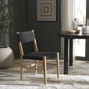 Safavieh Dutton Woven Dining Chair – Elegant Natural Rubberwood & Paper Cord For A Stylish Dining Experience Black ,Natural Wood,Paper Cord Dch9200b