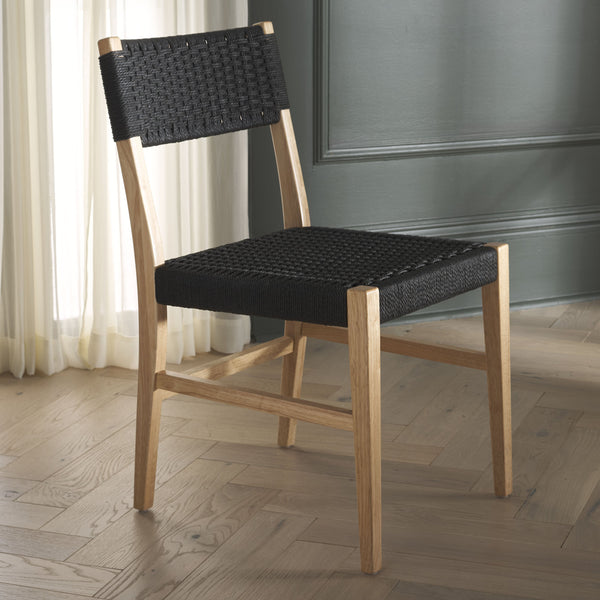 Safavieh Dutton Woven Dining Chair – Elegant Natural Rubberwood & Paper Cord For A Stylish Dining Experience Black ,Natural Wood,Paper Cord Dch9200b