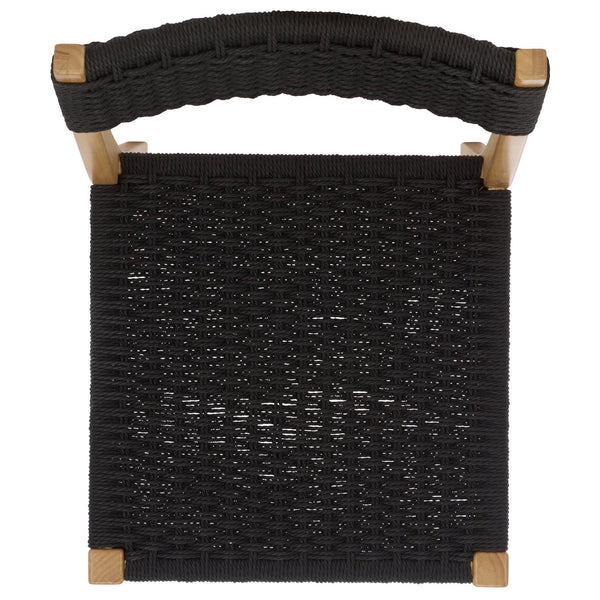 Safavieh Dutton Woven Dining Chair – Elegant Natural Rubberwood & Paper Cord For A Stylish Dining Experience Black ,Natural Wood,Paper Cord Dch9200b