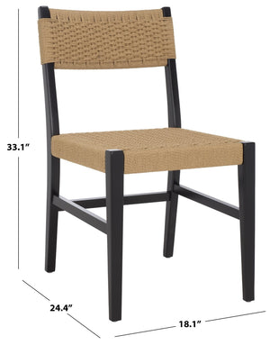 Safavieh Dutton Woven Dining Chair: Elegant Minimalist Design With Natural Rubberwood Frame For Comfort Natural Seat / Black Frame DCH9200C